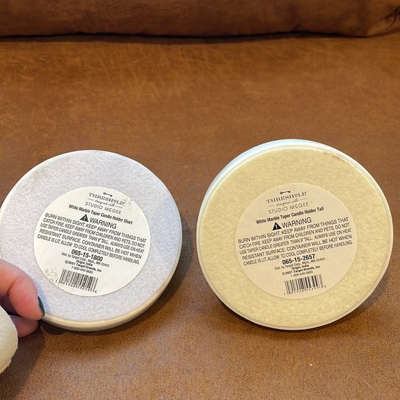 SET OF 2 Studio McGee Marble Taper Candle Holders - Picture 9 of 10